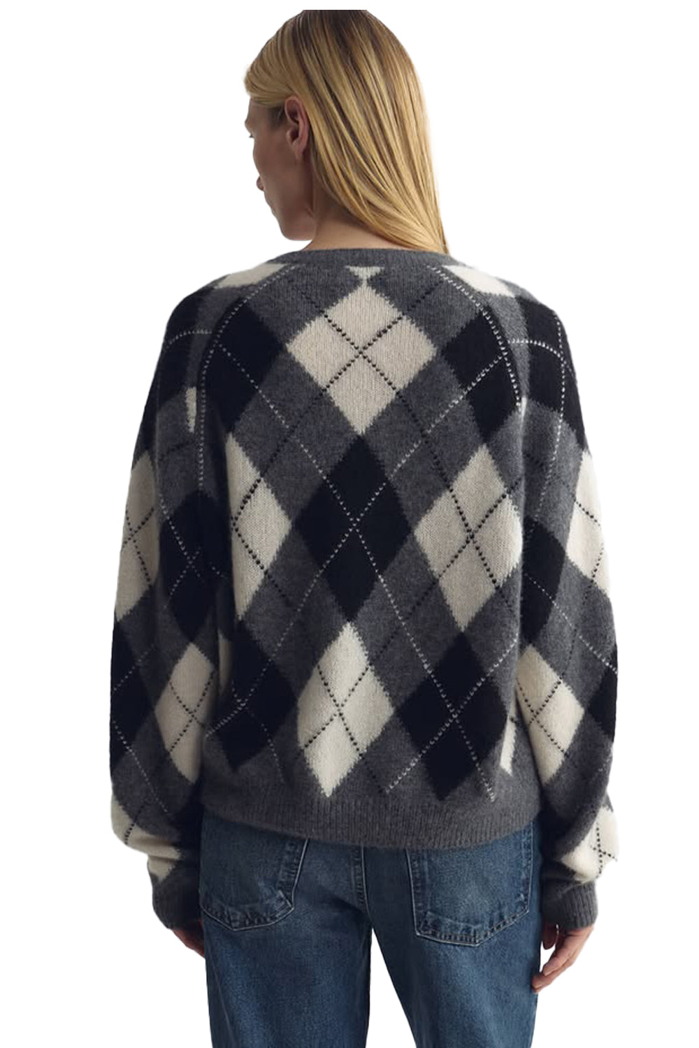 Feron Argyle Sweater in Grey Ivory Argyle