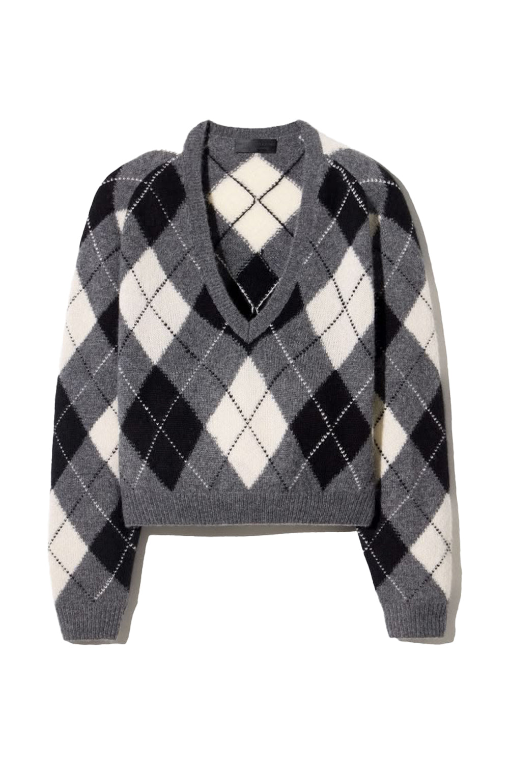 Feron Argyle Sweater in Grey Ivory Argyle