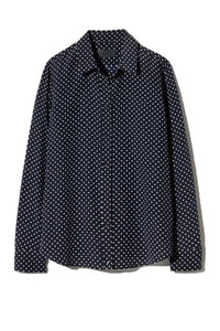 Gaia Silk Shirt in Obsidian Ivory Polka Dot