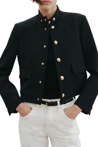 Hadley Cropped Wool Jacket in Black