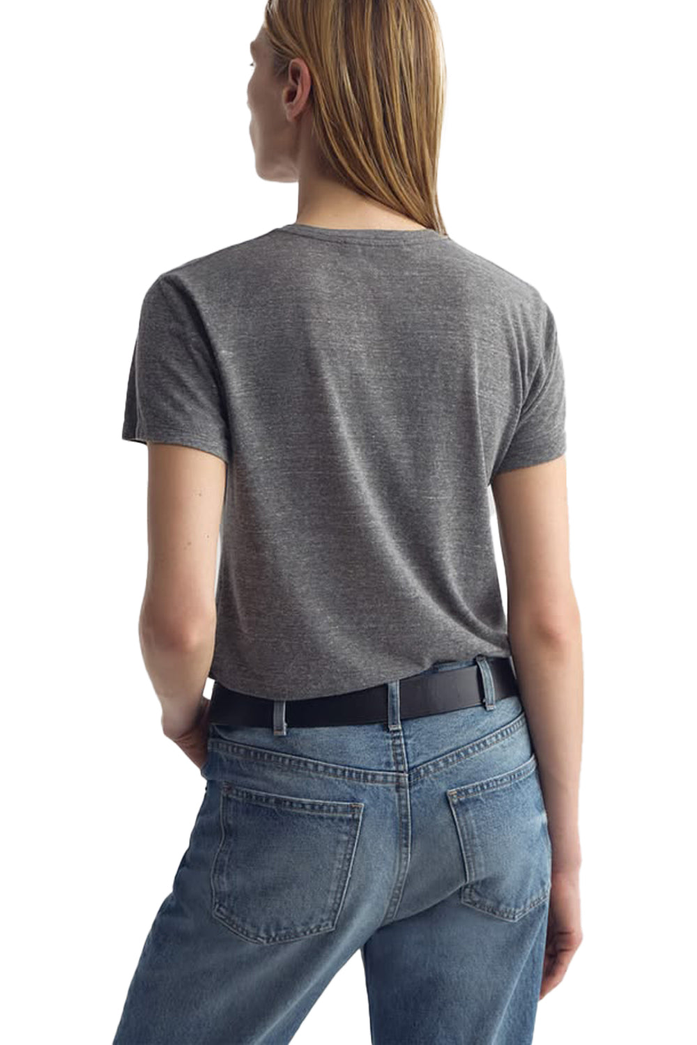 Lana Crewneck Tee in Heather Grey