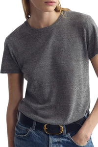 Lana Crewneck Tee in Heather Grey