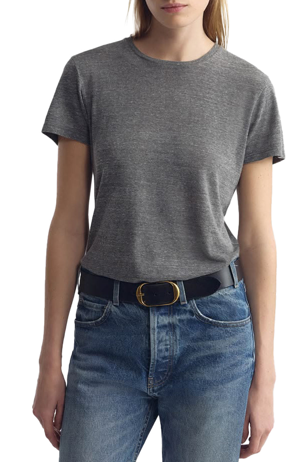 Lana Crewneck Tee in Heather Grey