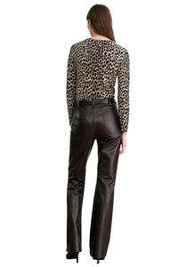 Laevin Printed Sweater in Taupe Black Cheetah