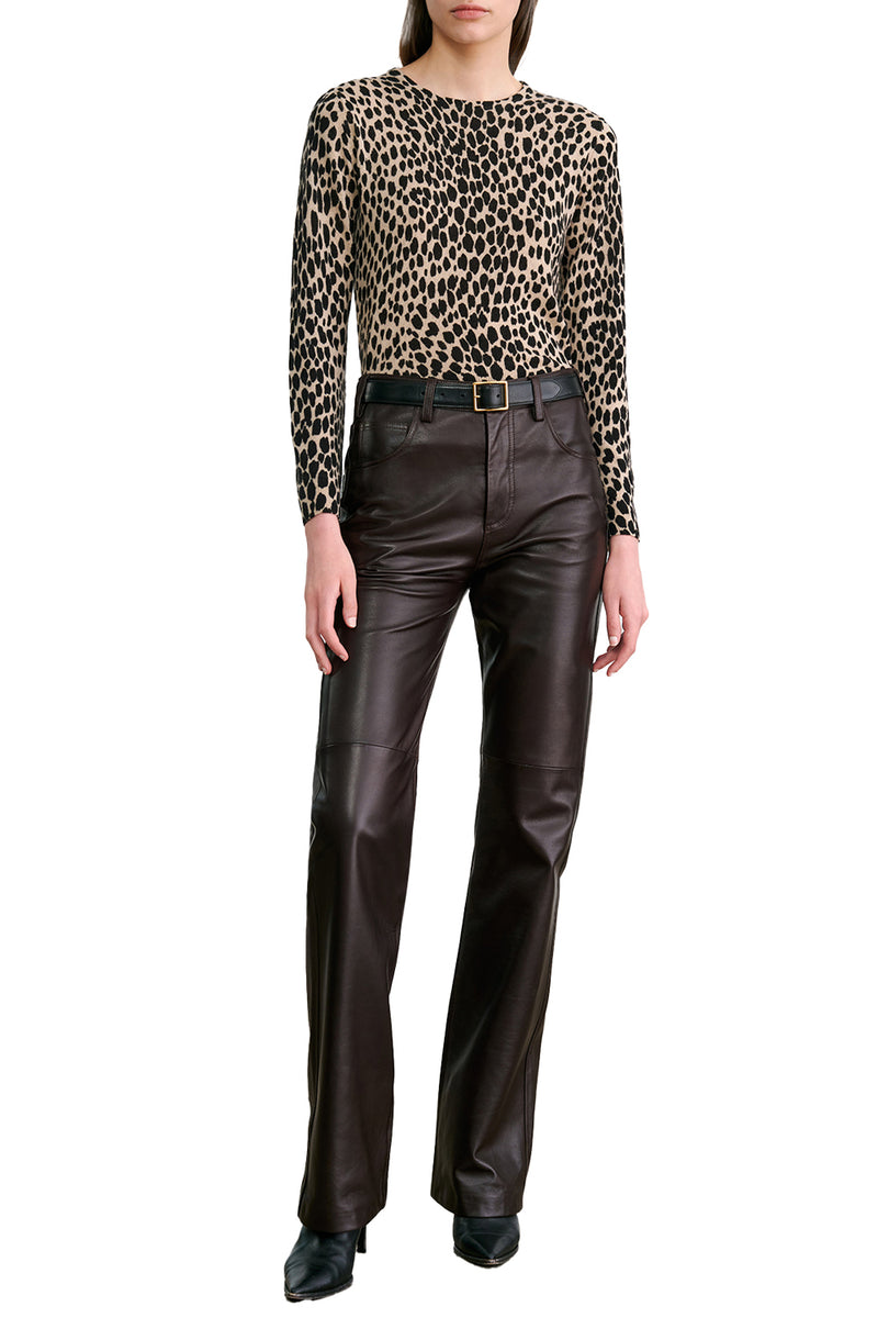 Laevin Printed Sweater in Taupe Black Cheetah