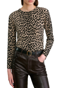 Laevin Printed Sweater in Taupe Black Cheetah