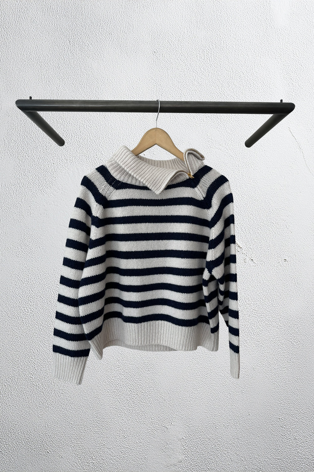 Raelynn Cashmere Sweater in Ivory Marine Stripe