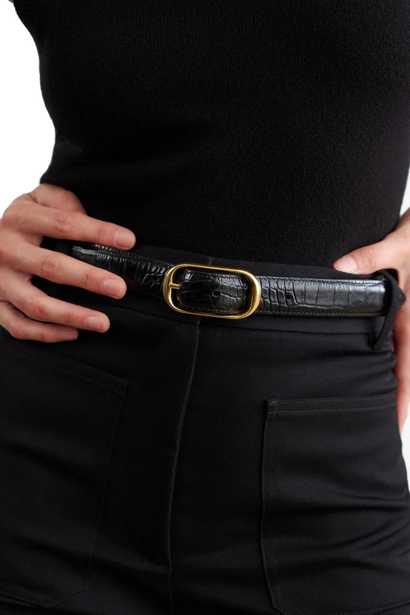 Reine Belt in Black Embossed