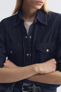 Travis Corduroy Shirt in Navy Dusk