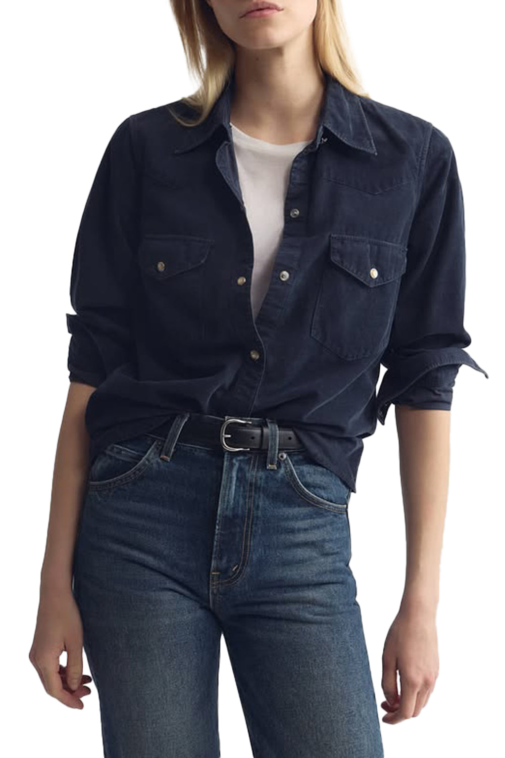 Travis Corduroy Shirt in Navy Dusk