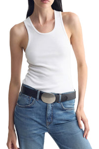 Wayne Belt in Black with Hammered Antique Silver Buckle