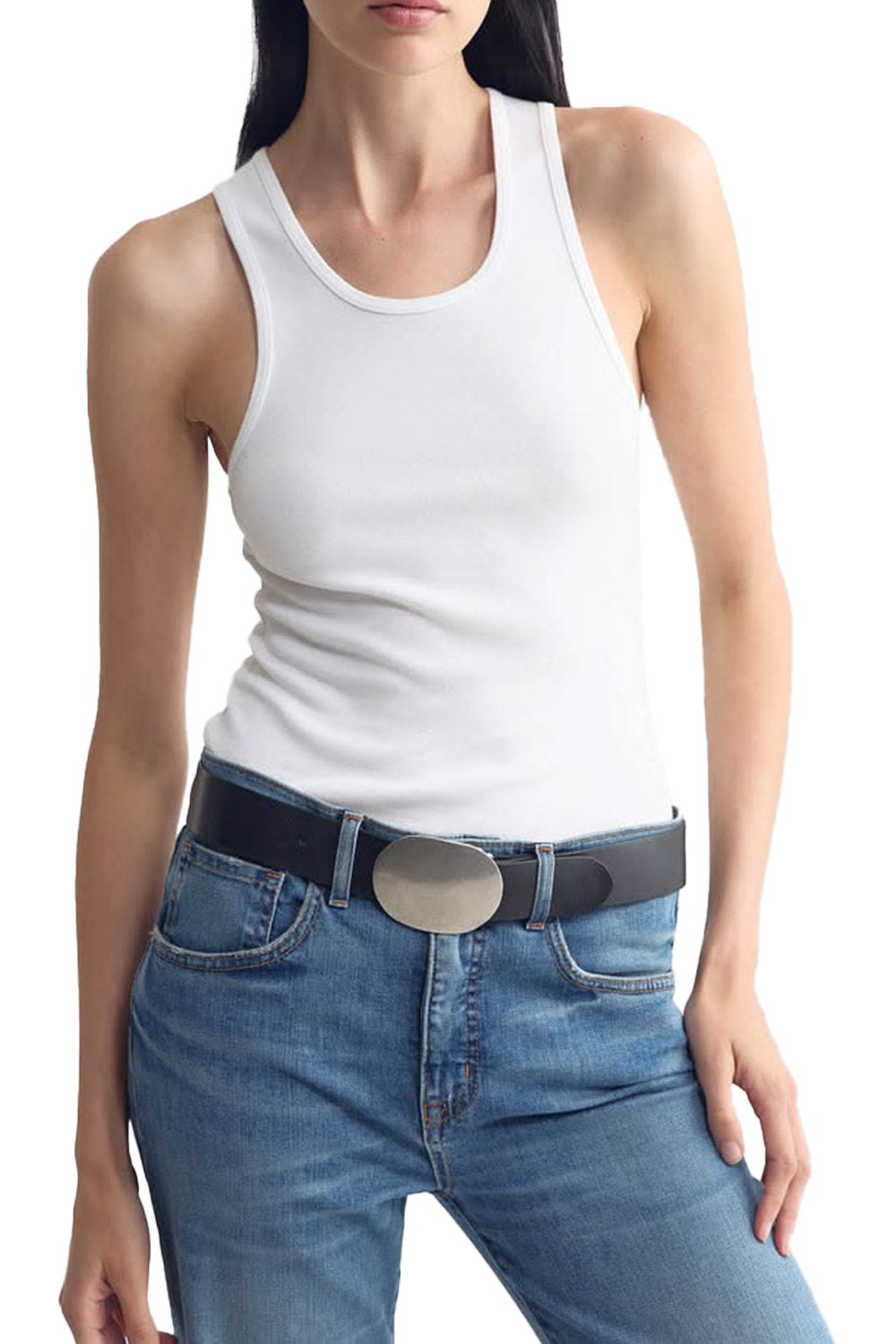 Wayne Belt in Black with Hammered Antique Silver Buckle