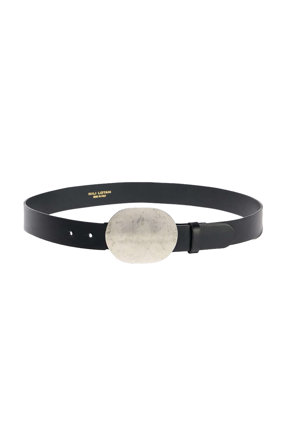 Wayne Belt in Black with Hammered Antique Silver Buckle