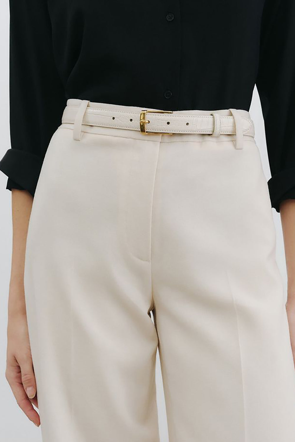 Dana Belt in Ivory with Gold Buckle