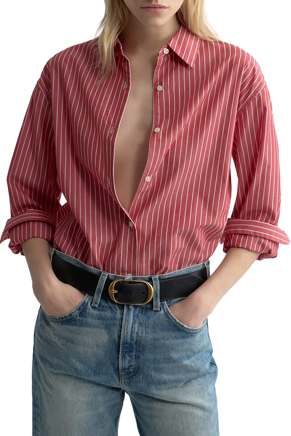 Yorke Shirt in Red & White Stripe