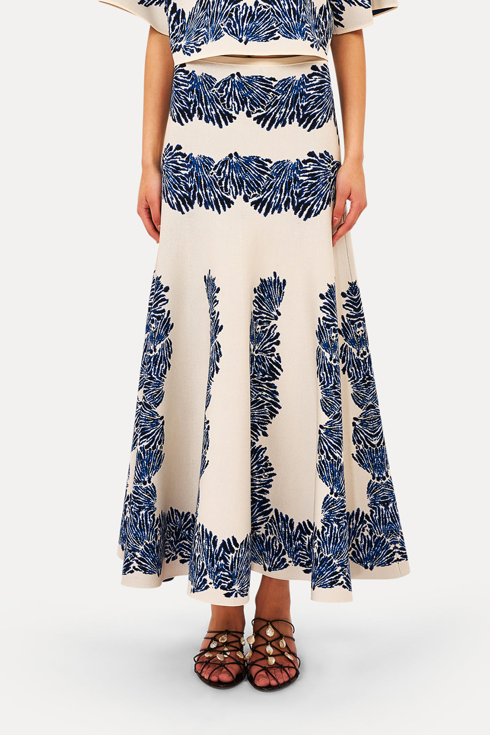 Alessia Knit Jacquard Skirt in Lapis