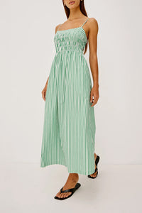 Primrose Dress in Emerald Stripe