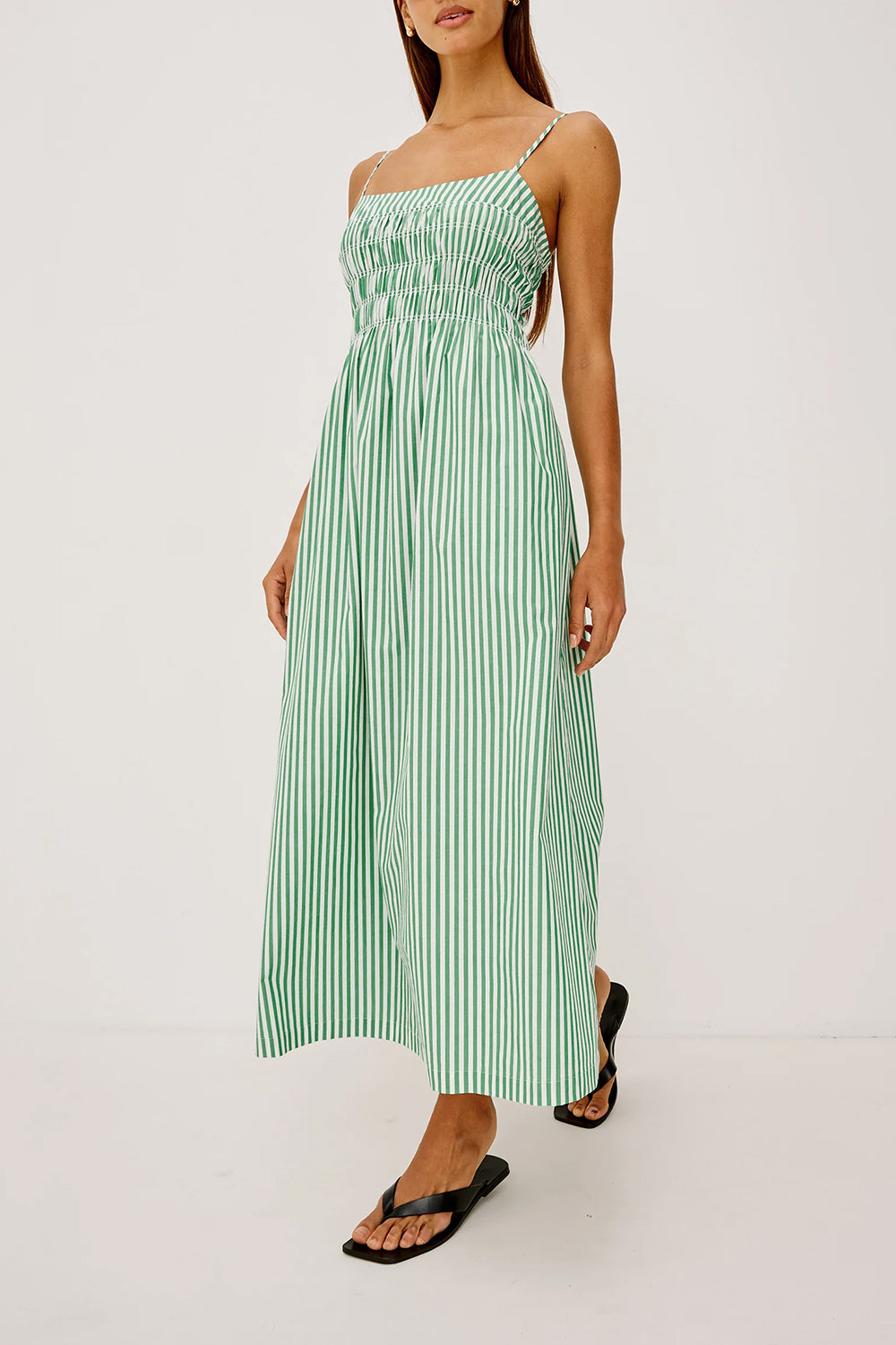 Primrose Dress in Emerald Stripe