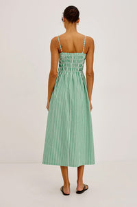 Primrose Dress in Emerald Stripe
