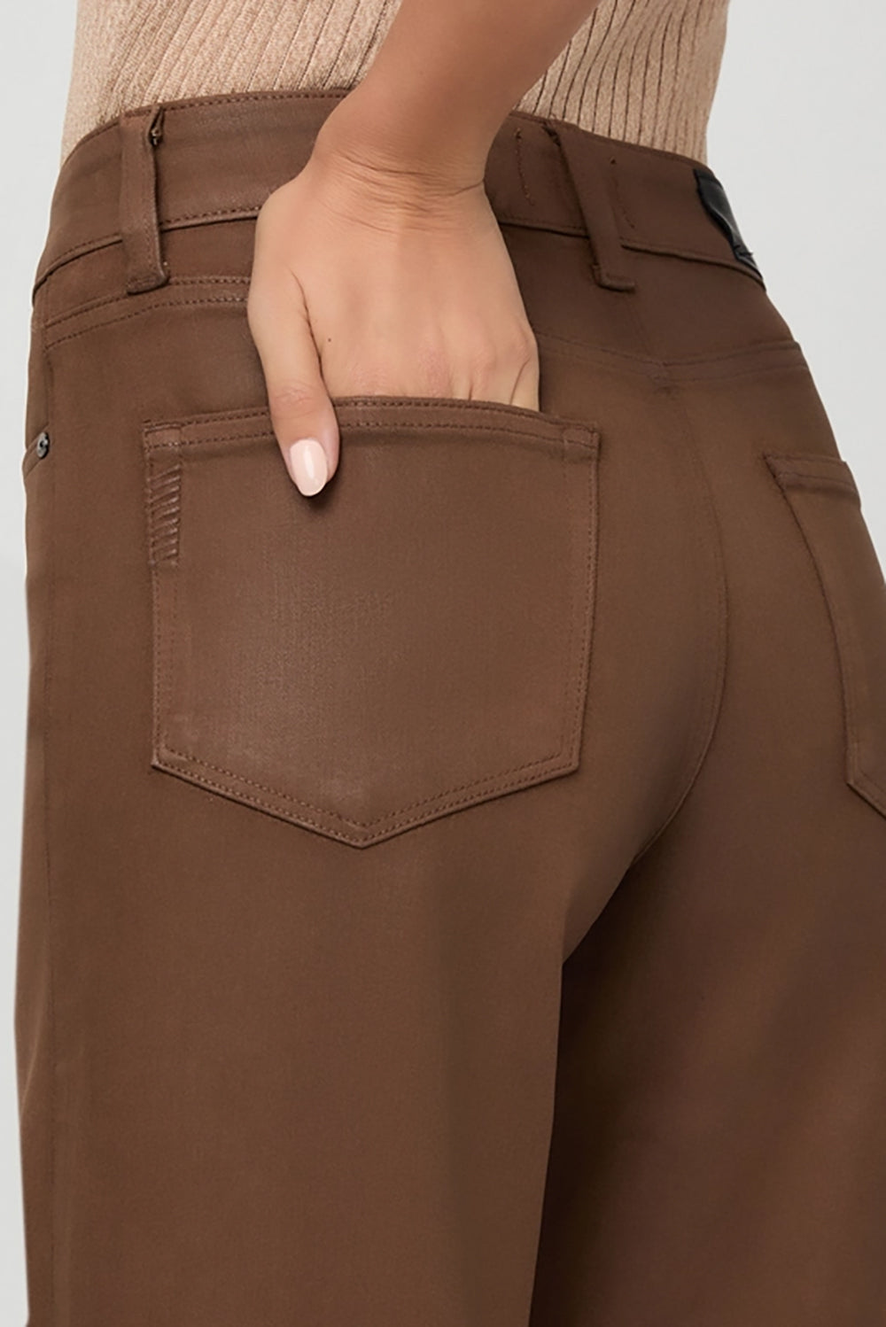 Anessa 31" Wide Leg Jean in Cognac Luxe Coating