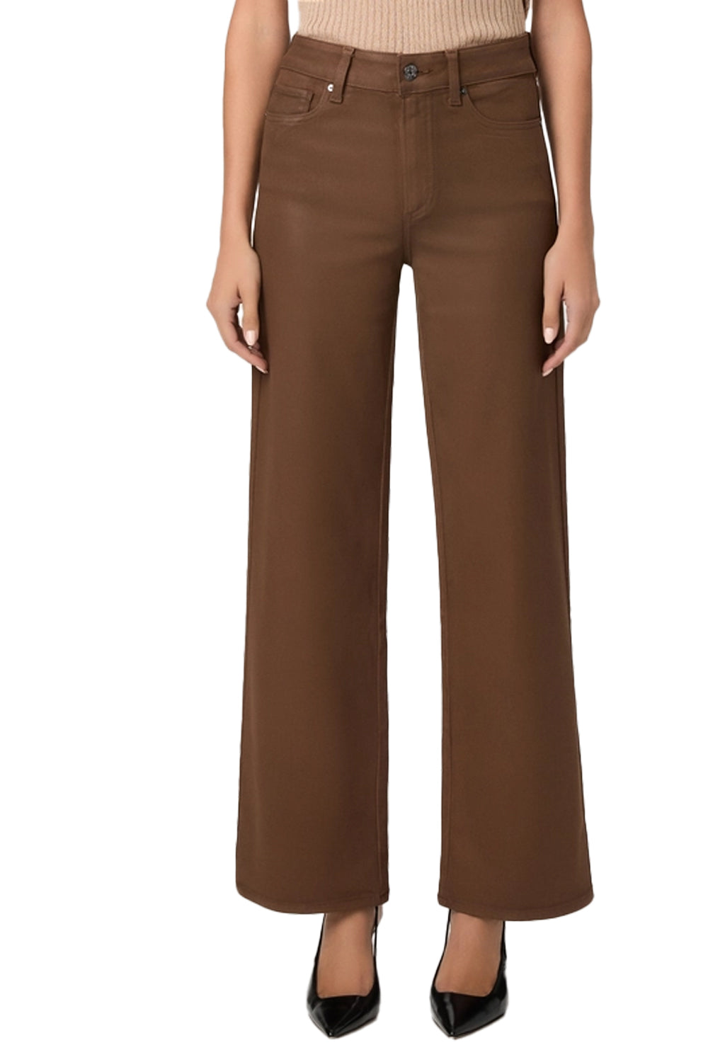 Anessa 31" Wide Leg Jean in Cognac Luxe Coating