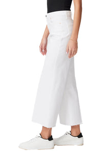 Anessa Wide Leg Jean with Raw Hem in Crisp White