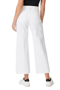 Anessa Wide Leg Jean with Raw Hem in Crisp White