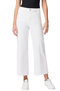 Anessa Wide Leg Jean with Raw Hem in Crisp White