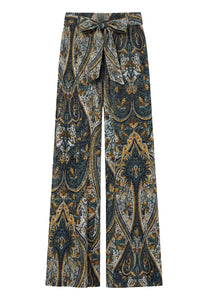 Sawyer Wide Leg Silk Pant in Prussian