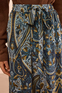 Sawyer Wide Leg Silk Pant in Prussian