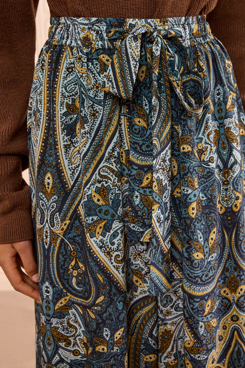 Sawyer Wide Leg Silk Pant in Prussian