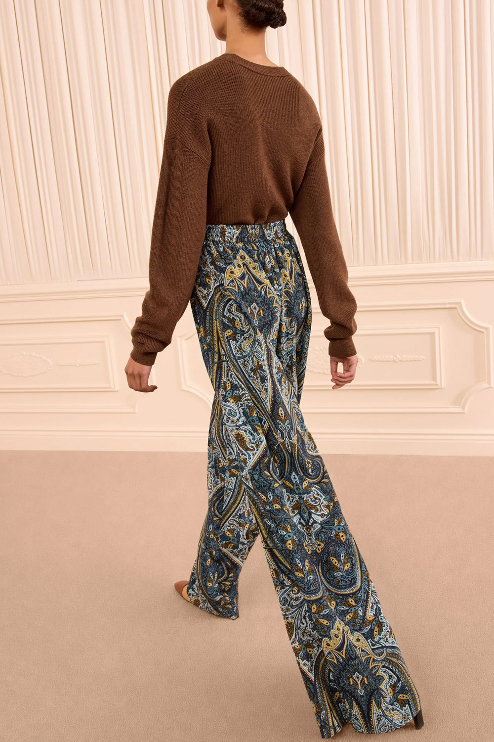 Sawyer Wide Leg Silk Pant in Prussian