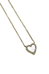 14K Yellow Gold Diamond Border Mother Of Pearl Heart Necklace