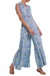 Belene Long Jumpsuit in White Blue Nature