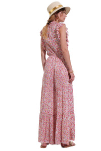 Belene Long Jumpsuit in Pink Jardin