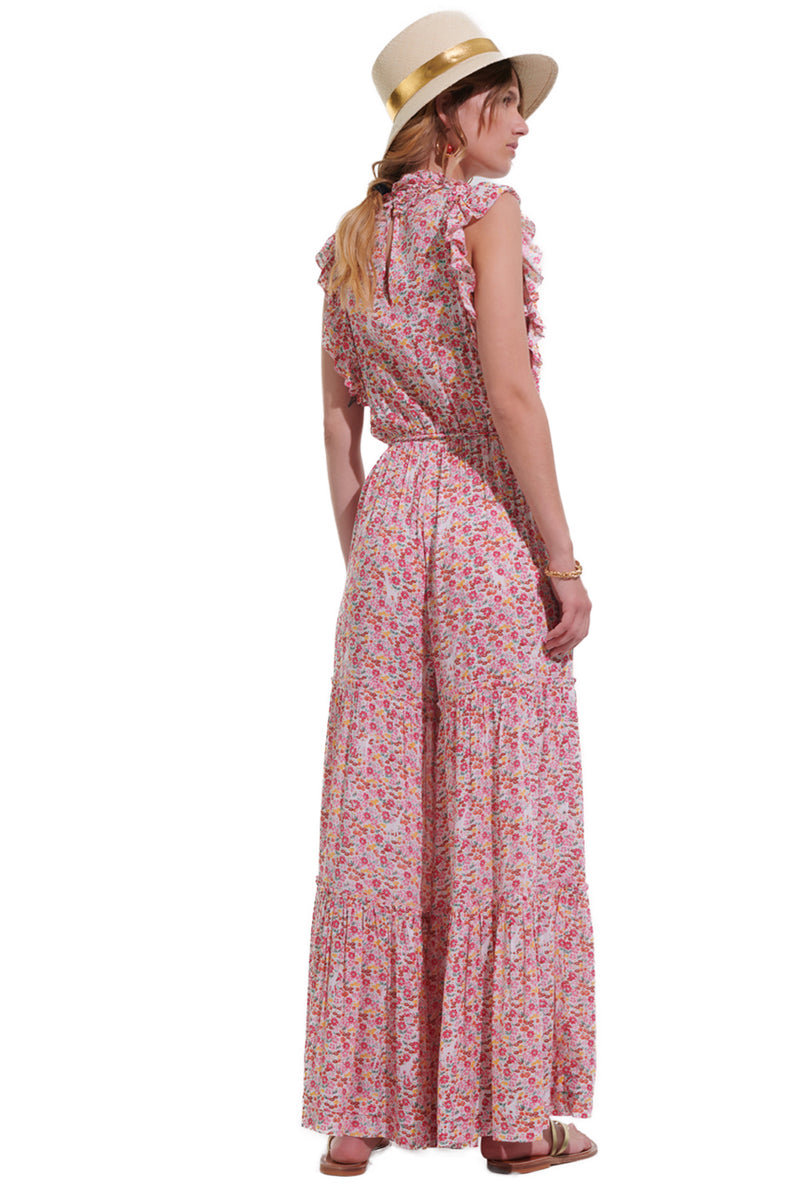 Belene Long Jumpsuit in Pink Jardin