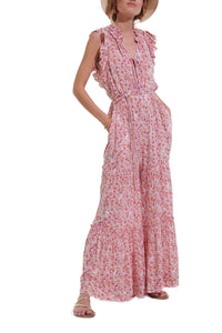 Belene Long Jumpsuit in Pink Jardin