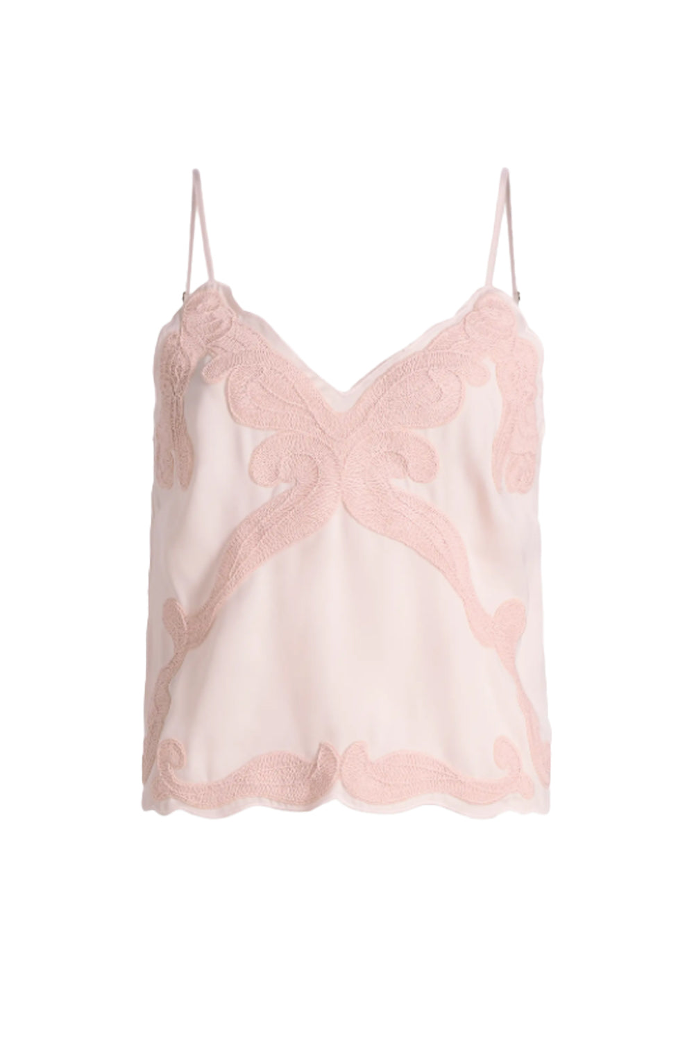 Ann Embroidered Tank in Blush