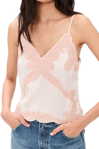 Ann Embroidered Tank in Blush