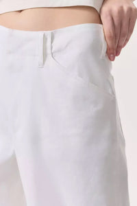 Banks Ankle-Length Linen-Blend Pants in White