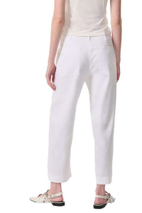 Banks Ankle-Length Linen-Blend Pants in White