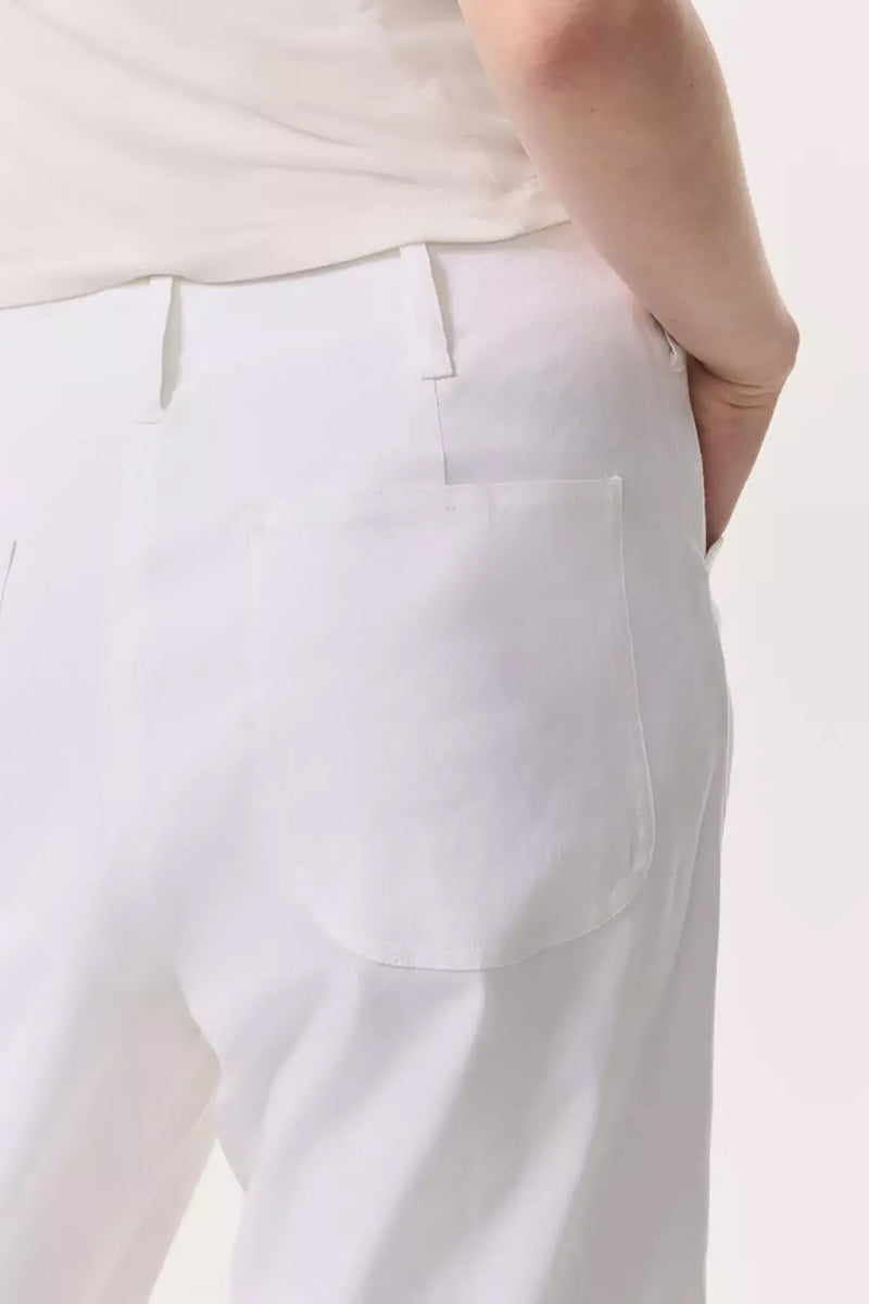 Banks Ankle-Length Linen-Blend Pants in White