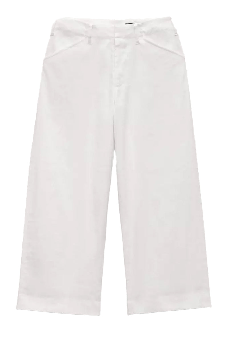 Banks Ankle-Length Linen-Blend Pants in White