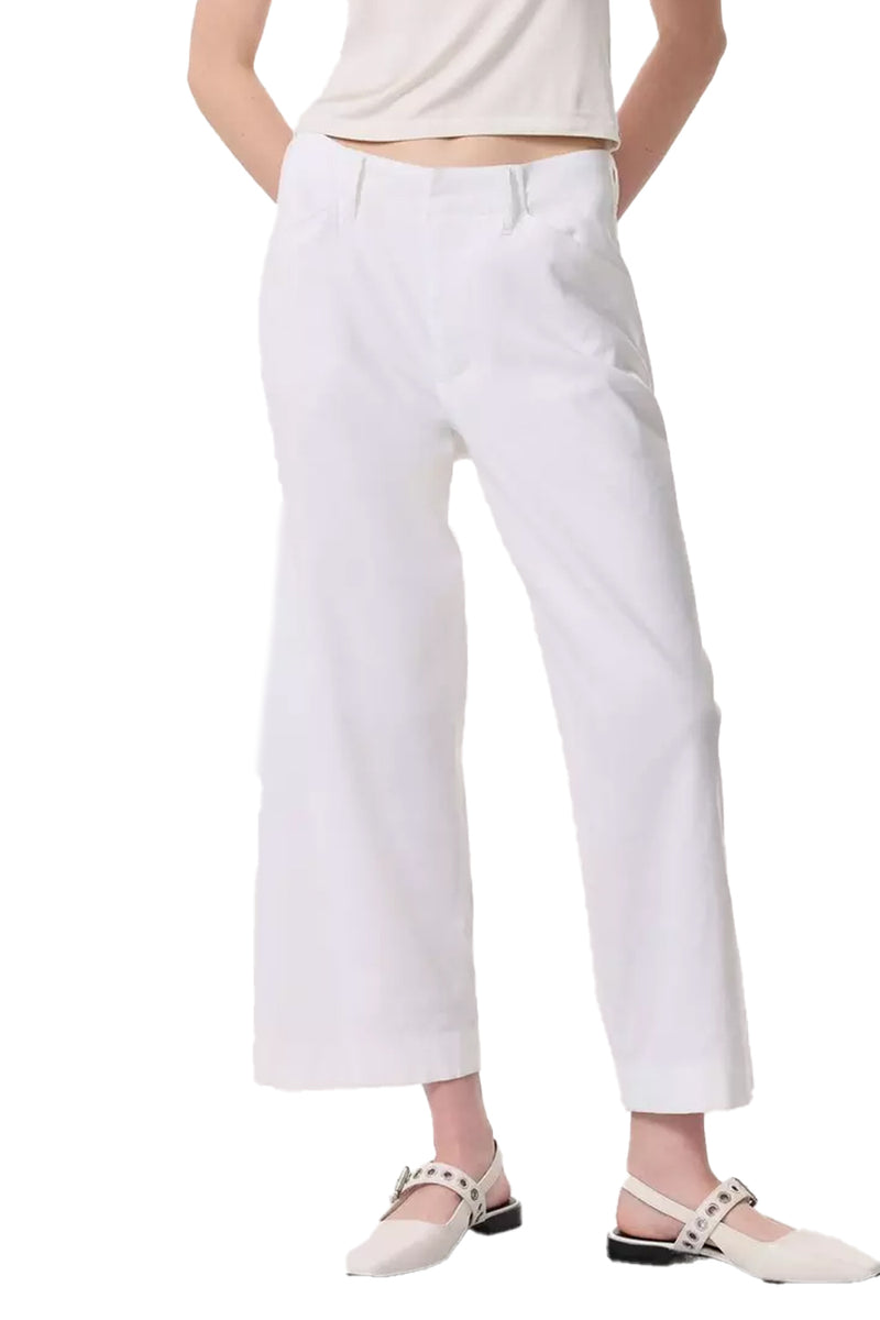 Banks Ankle-Length Linen-Blend Pants in White