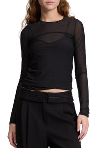 Luca Double Layer Mix Media Long Sleeve in Black