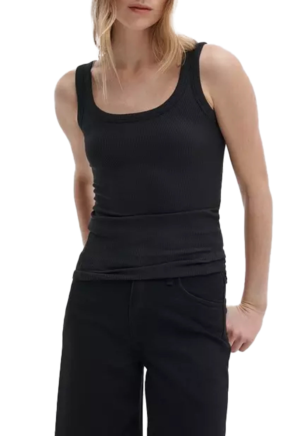 The Essential Ribbed U-Neck Tank in Black