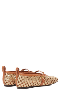 Spire Woven Faux Leather Mary Jane Shoes in Golden Woven