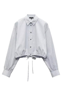 Georgie Striped Cotton Poplin Shirt in Fog Stripe