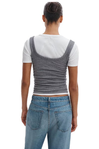 The Essential Rib Wide String Tank in Heather Gray