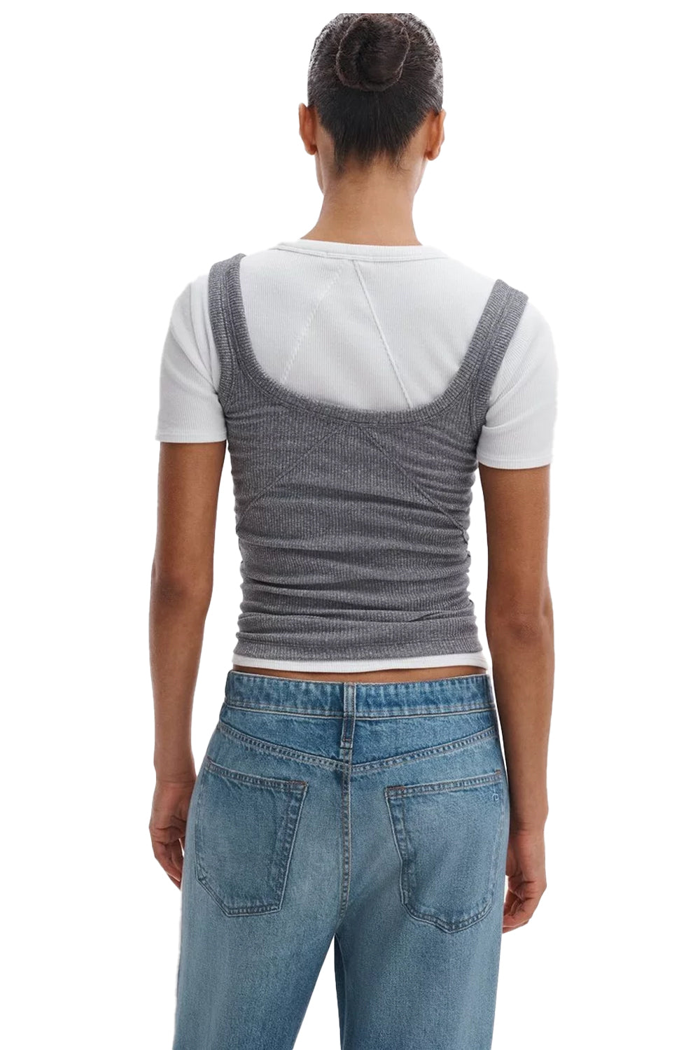 The Essential Rib Wide String Tank in Heather Gray